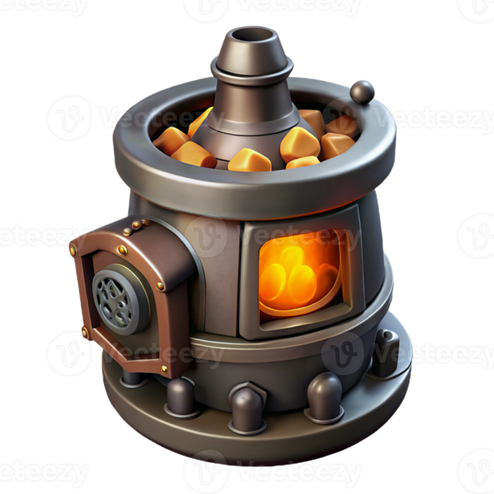 dramatic minimalist 3D Model of a Glowing Industrial Furnace exclusive png