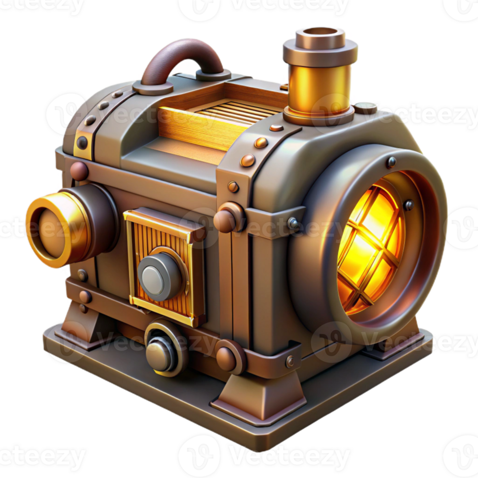 extraordinary creative Steampunk Engine 3D Render high quality png