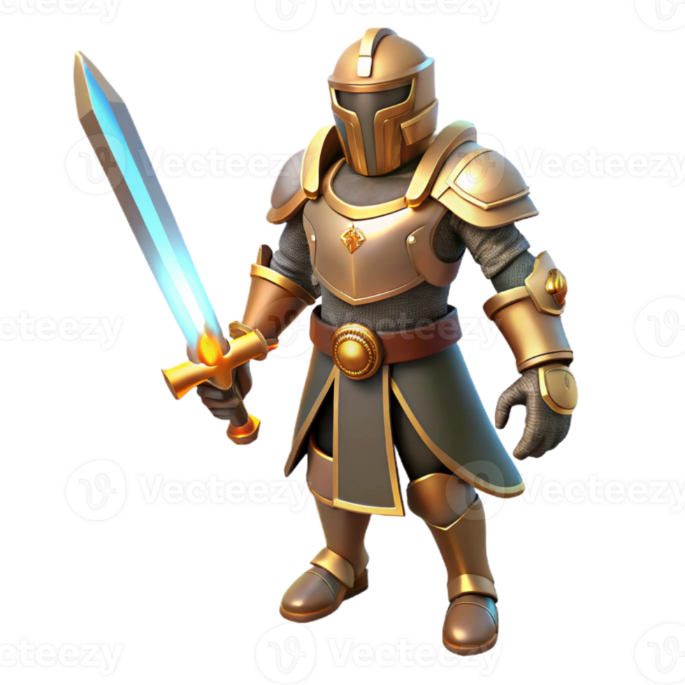 vibrant vintage 3D Render of a Fantasy Knight professional png