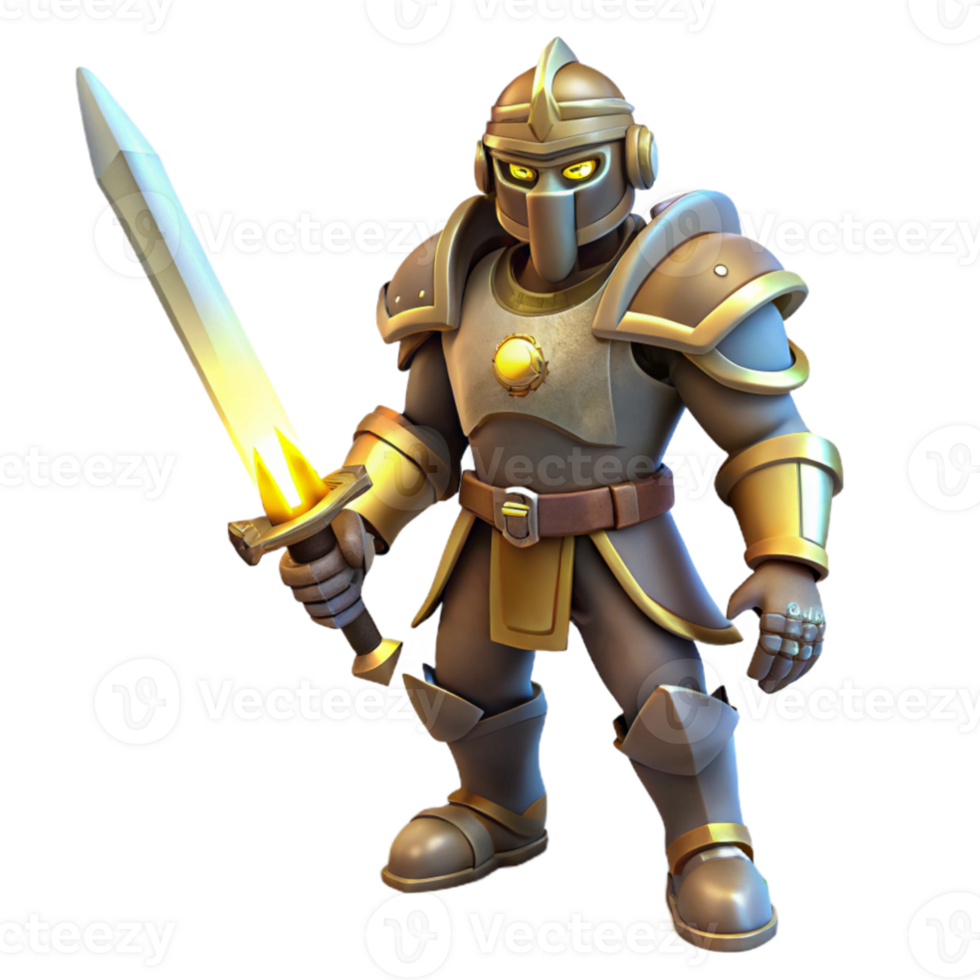 elegant creative 3D Golden Knight Illustration high resolution png