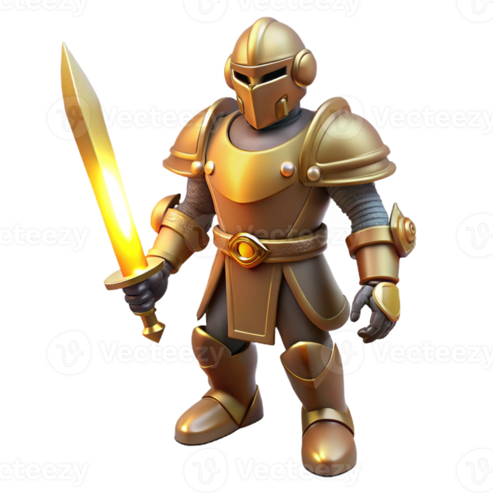 wonderful contemporary Golden Knight 3D Render premium png