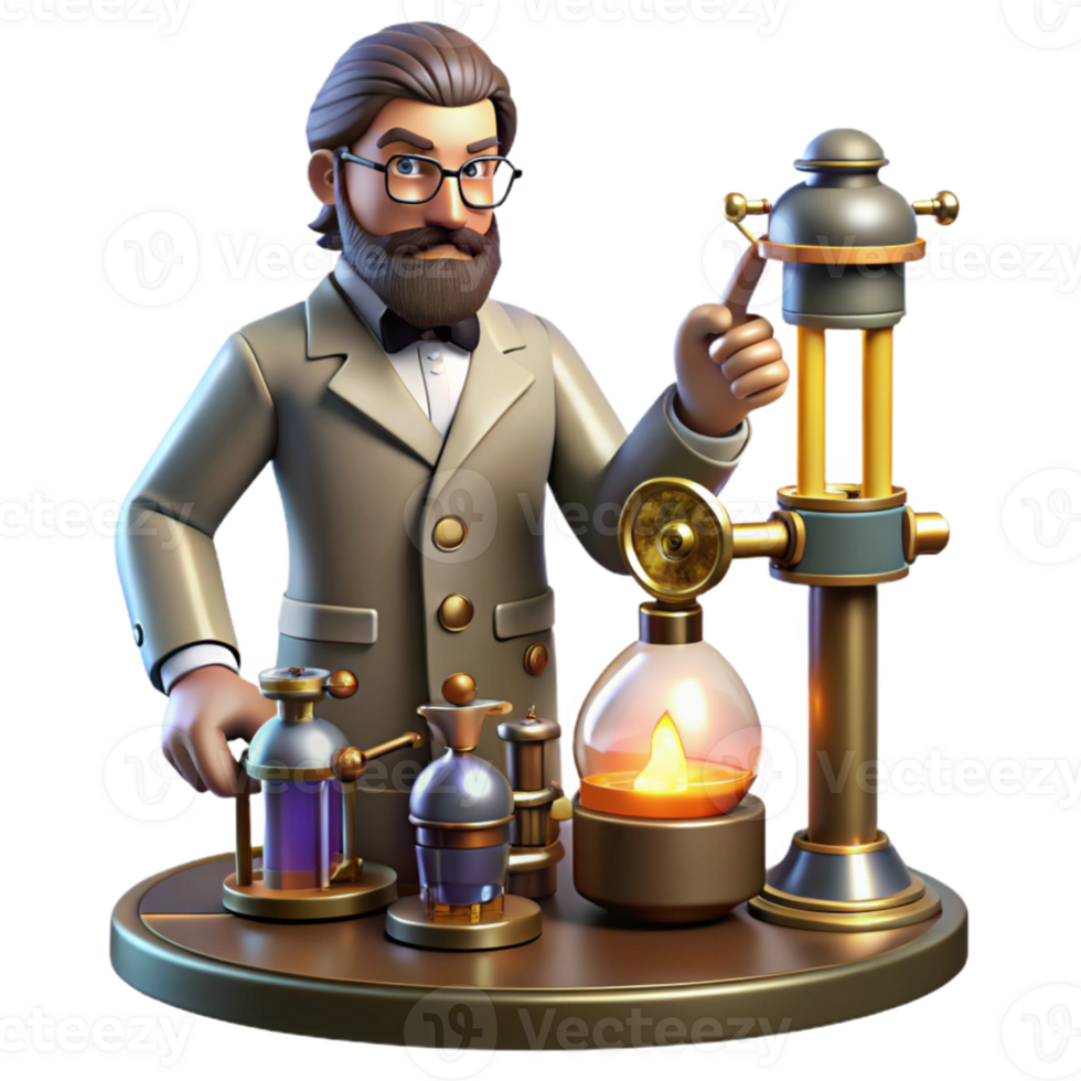 wonderful classic 3D Illustration Scientist and Alchemy Equipment professional png