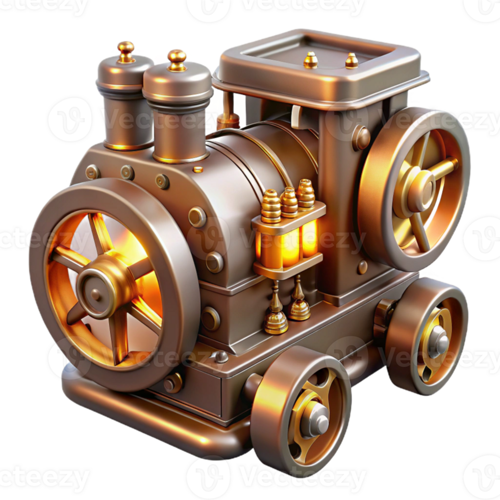 elegant abstract steampunk motor 3d geven 4k png