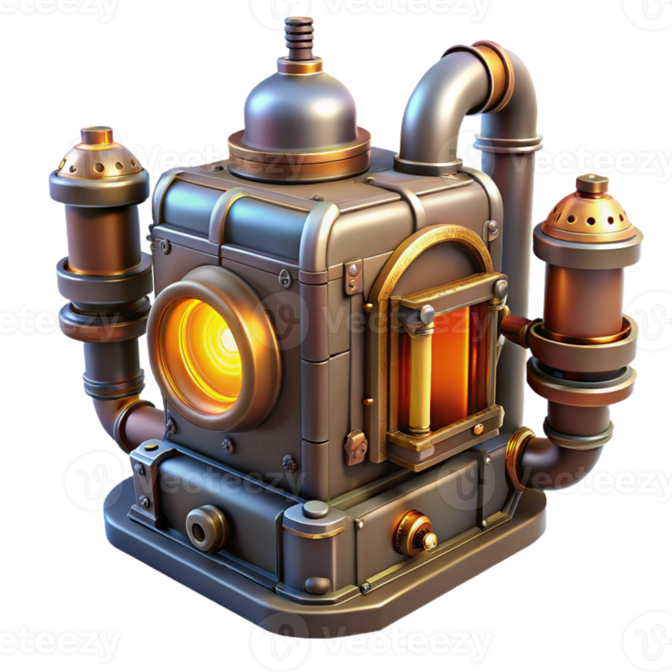 extraordinary modern Steampunk Machine 3D Render exclusive png