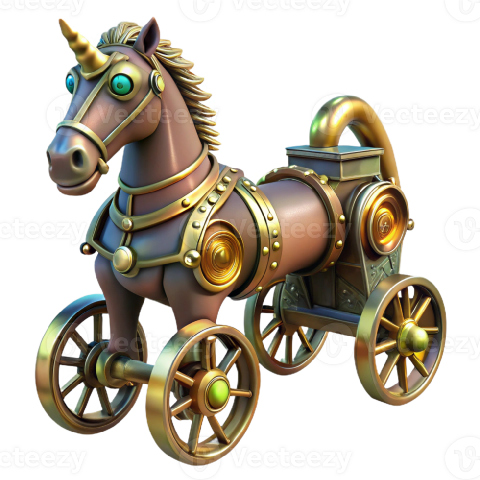 beautiful contemporary Steampunk Unicorn 3D Render original png
