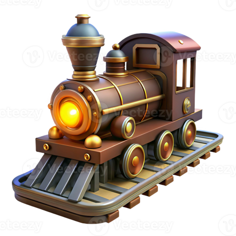 vibrant artistic 3D Render Vintage Train Illustration exclusive png