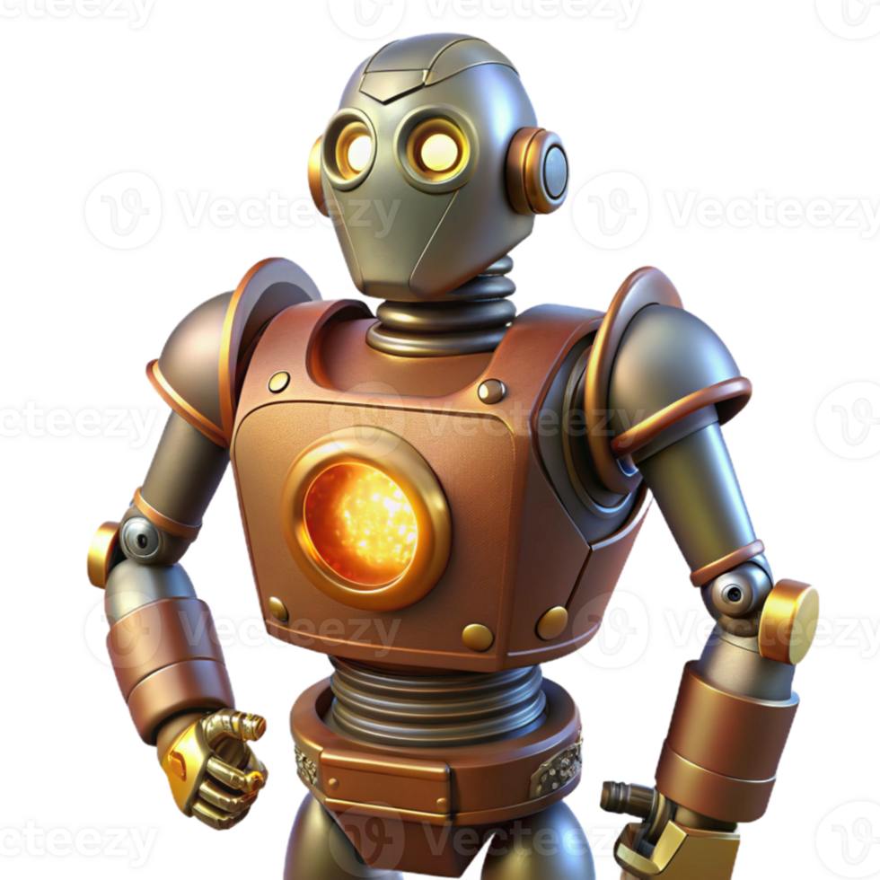 impressive traditional Steampunk Robot 3D Render authentic png