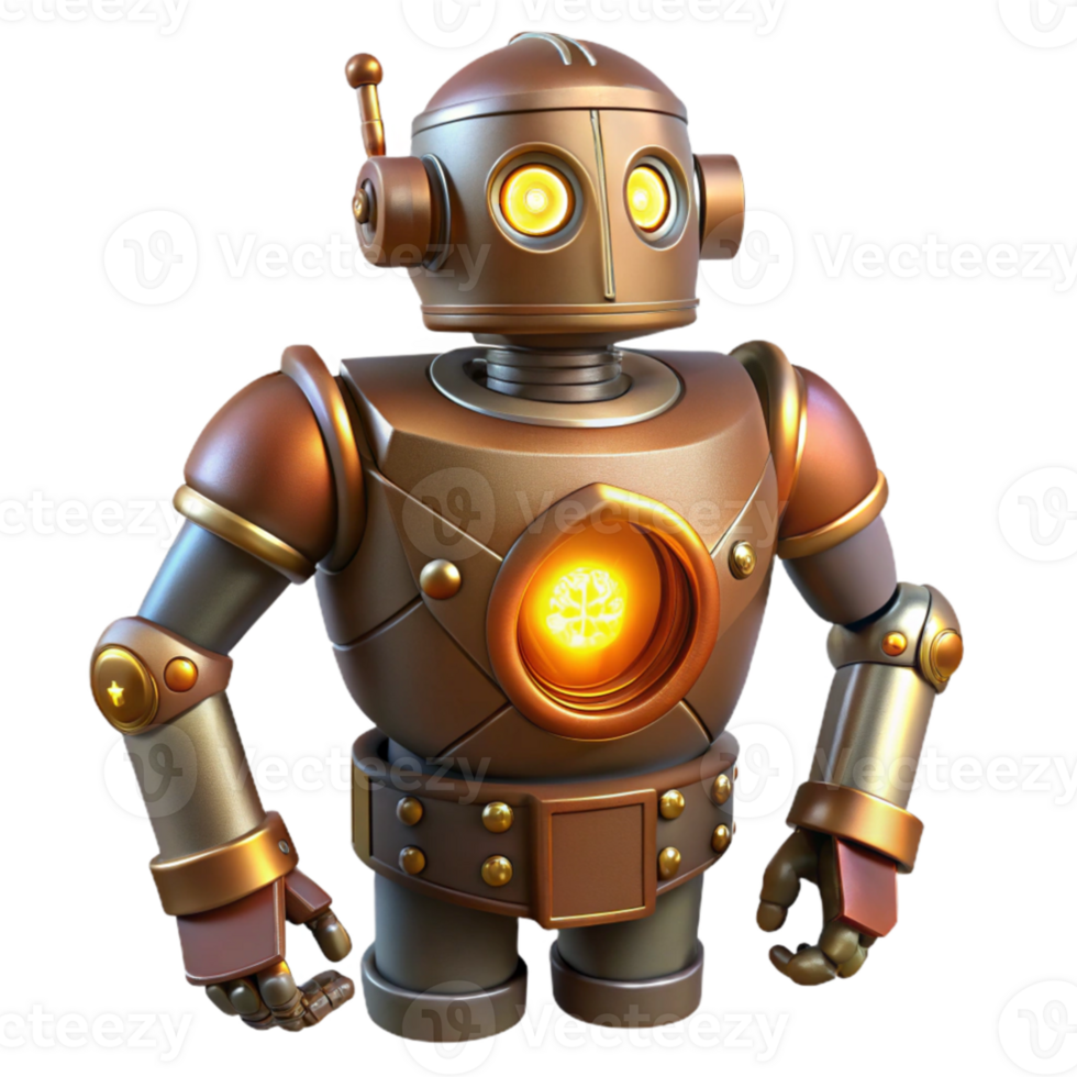 dramatic abstract 3D Render of a Retro Robot original png