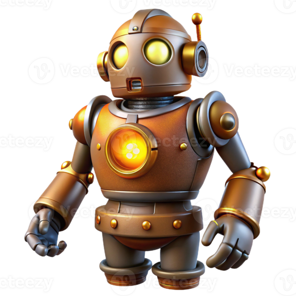 extraordinary modern 3D Render of a Cute Vintage Robot professional png