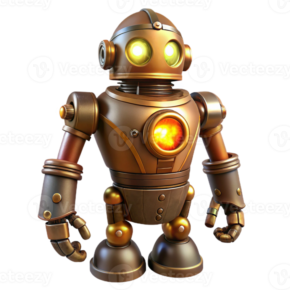 dramatic abstract Steampunk Robot 3D Render professional png