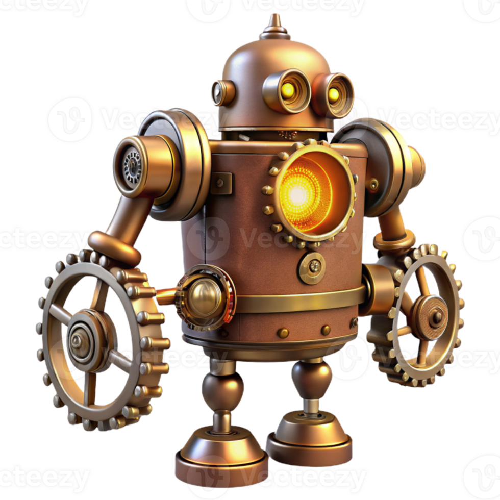 extraordinary abstract Steampunk Robot 3D Render authentic png