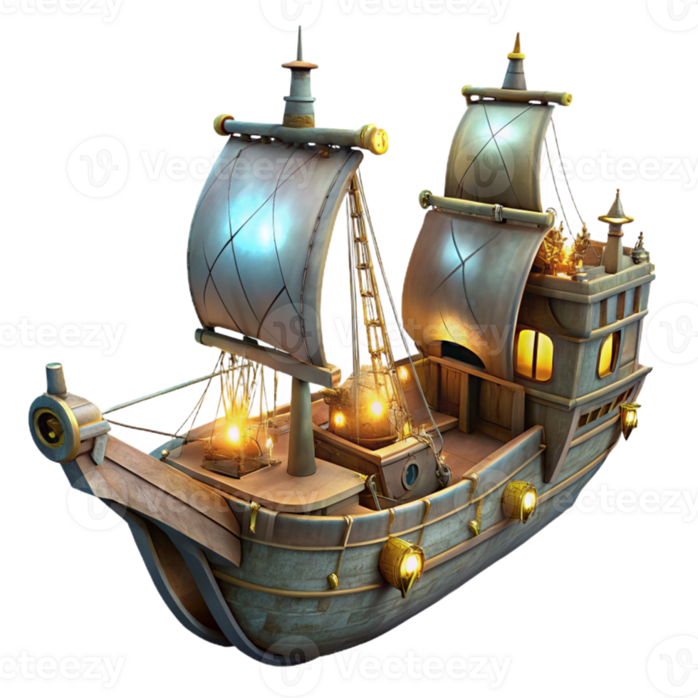magnificent abstract Enchanted Galleon 3D Render genuine png