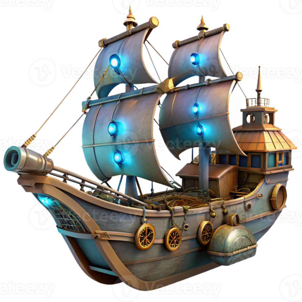 stunning traditional Steampunk Airship 3D Model professional png