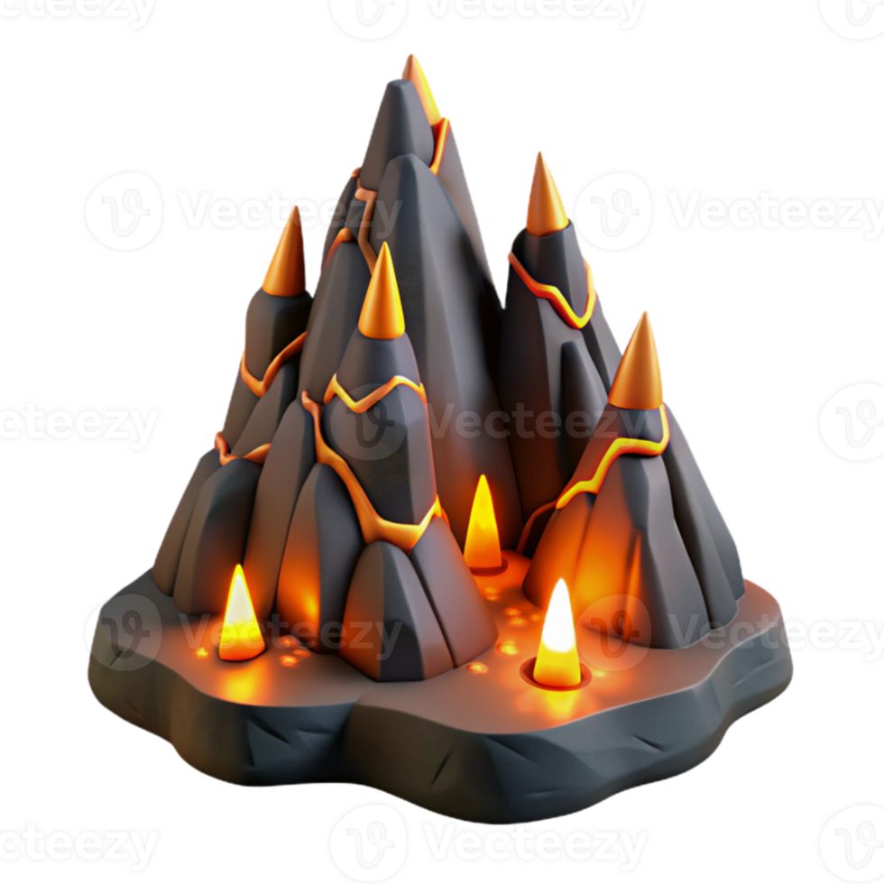 stunning traditional Volcanic Mountain 3D Model genuine png