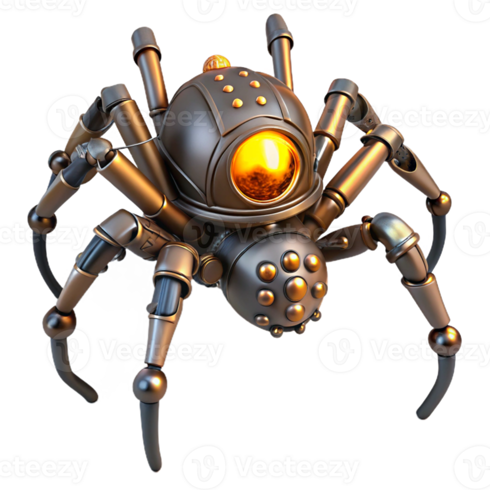 serene traditional Steampunk Spider Robot 3D Render high resolution png