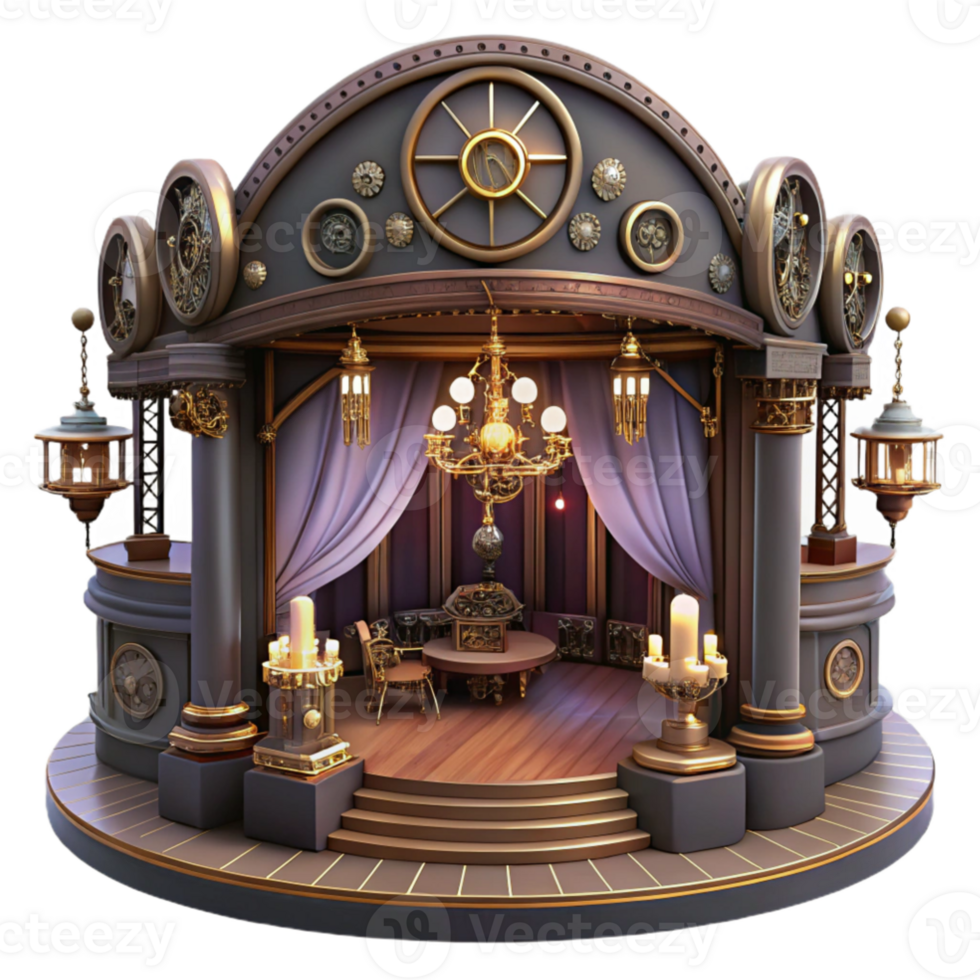 magnificent modern Steampunk Pavilion 3D Render high quality png
