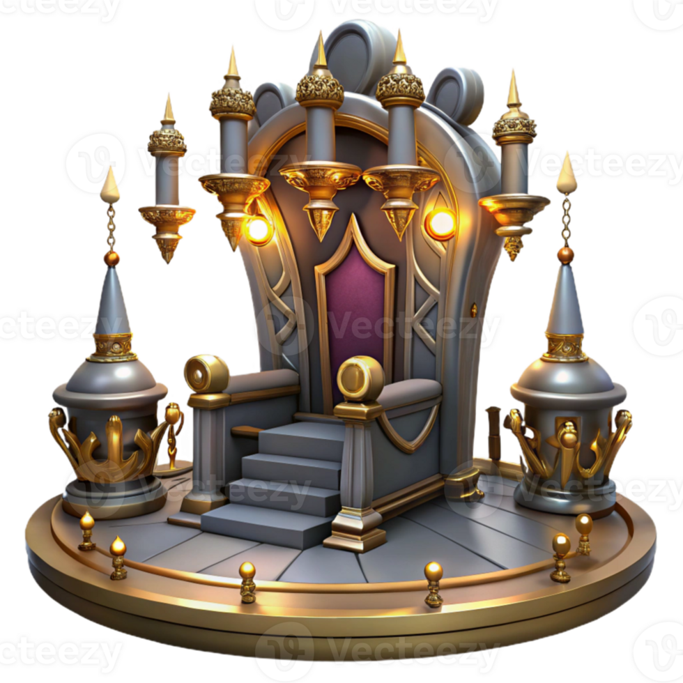 elegant modern Fantasy Throne 3D Render genuine png