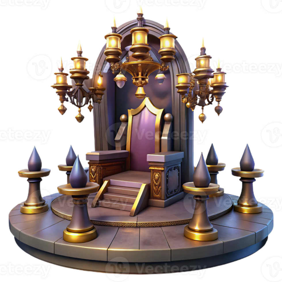 wonderful creative Royal Throne 3D Render Fantasy Game Asset 4K png