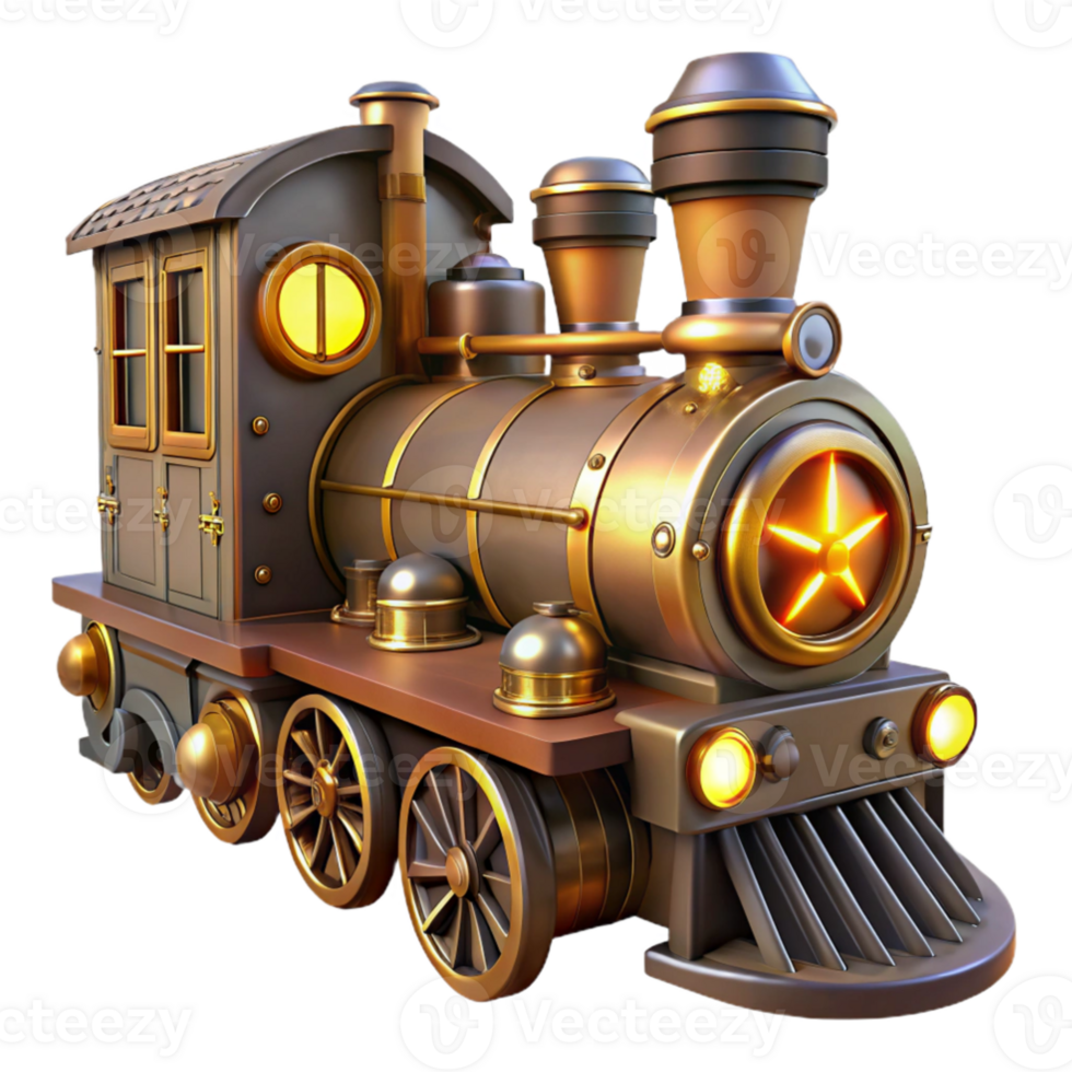 impressive creative Vintage Steam Train 3D Render detailed png