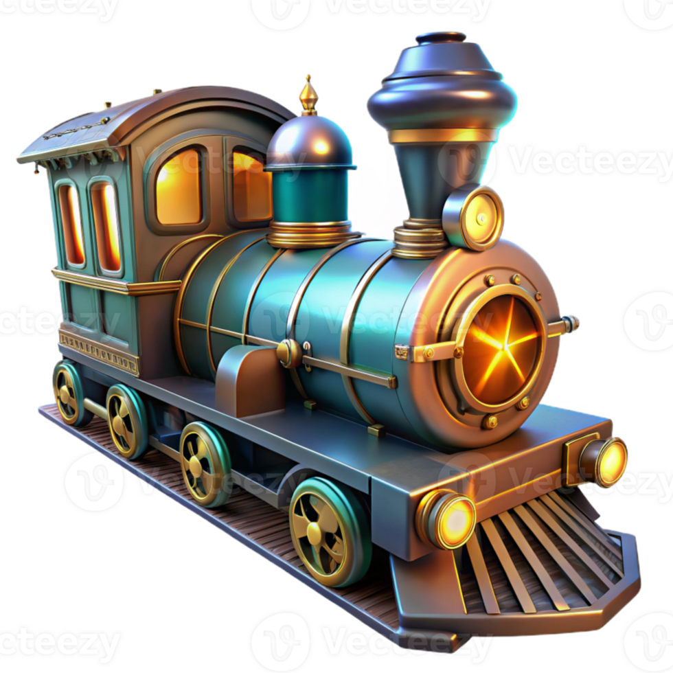 elegant vintage Vintage Steam Locomotive 3D Render high quality png