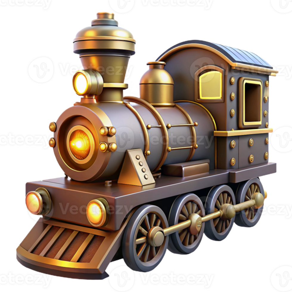 magnificent creative Vintage Steam Train 3D Render detailed png