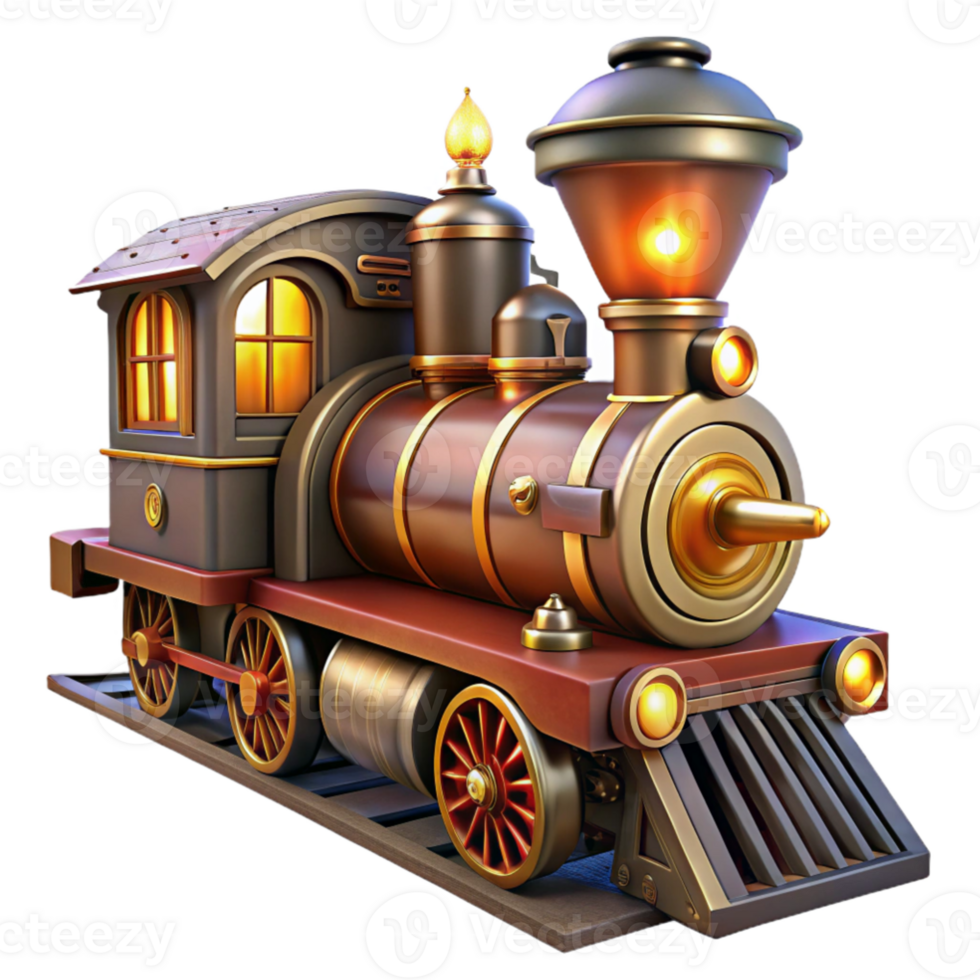extraordinary traditional Vintage Steam Locomotive 3D Render professional png