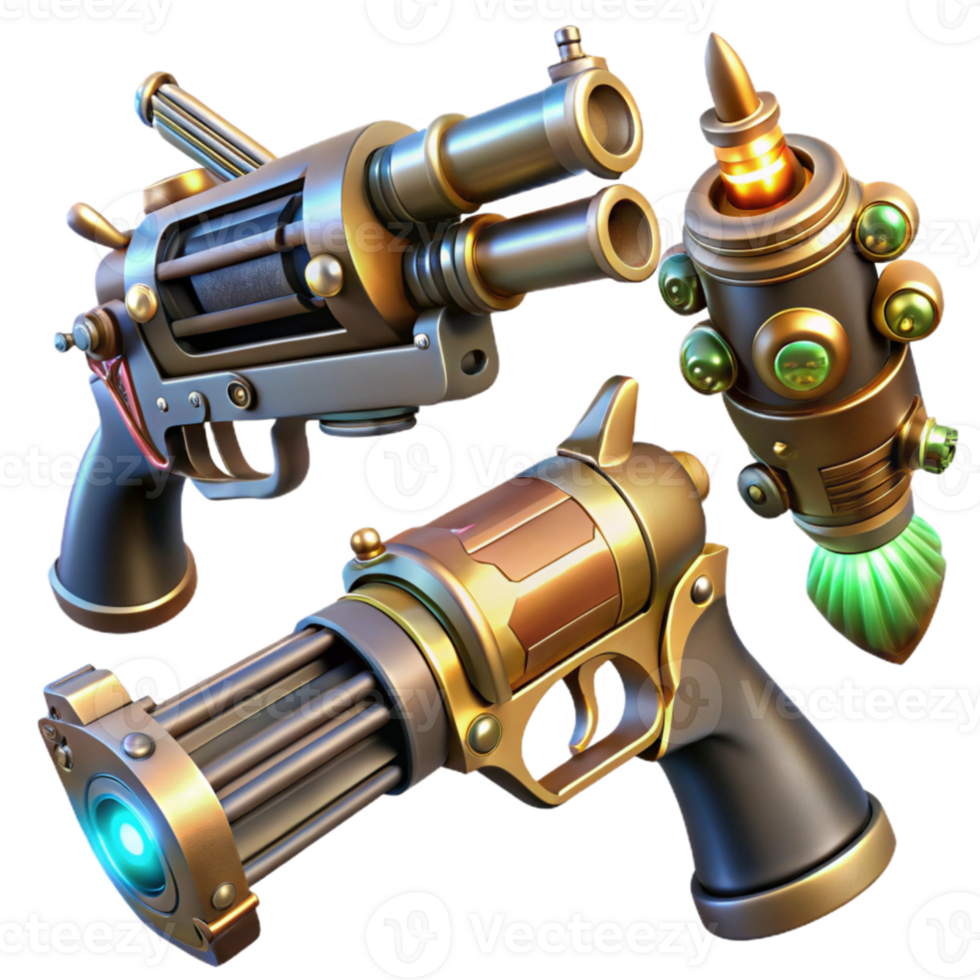 serene creative Steampunk Weaponry 3D Render exclusive png