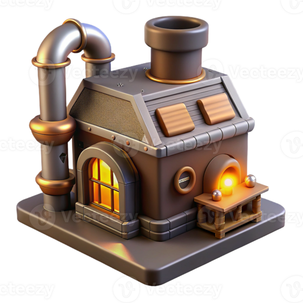 wonderful artistic 3D Render of a Cute Factory authentic png