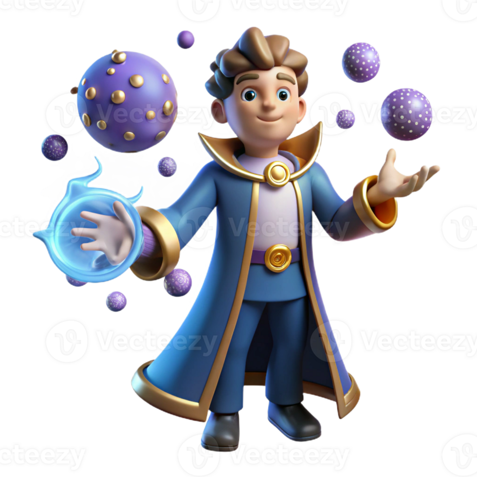 elegant minimalist Young Wizard 3D Render professional png