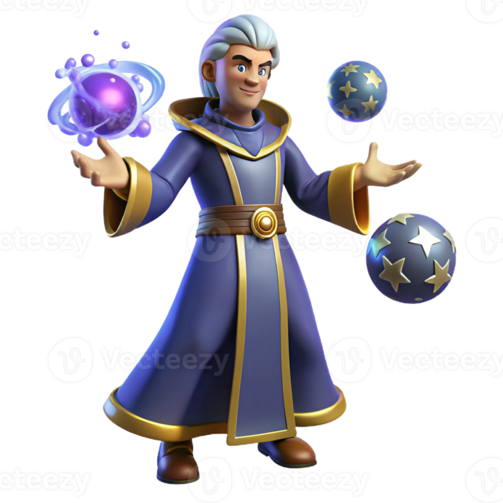 impressive rustic 3D Render Wizard Character Illustration detailed png