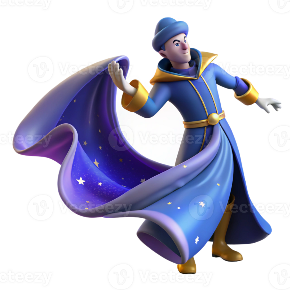 wonderful modern 3D Wizard Cartoon Illustration detailed png