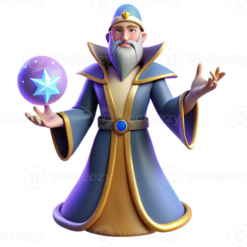 impressive vintage Wise Wizard 3D Render genuine png