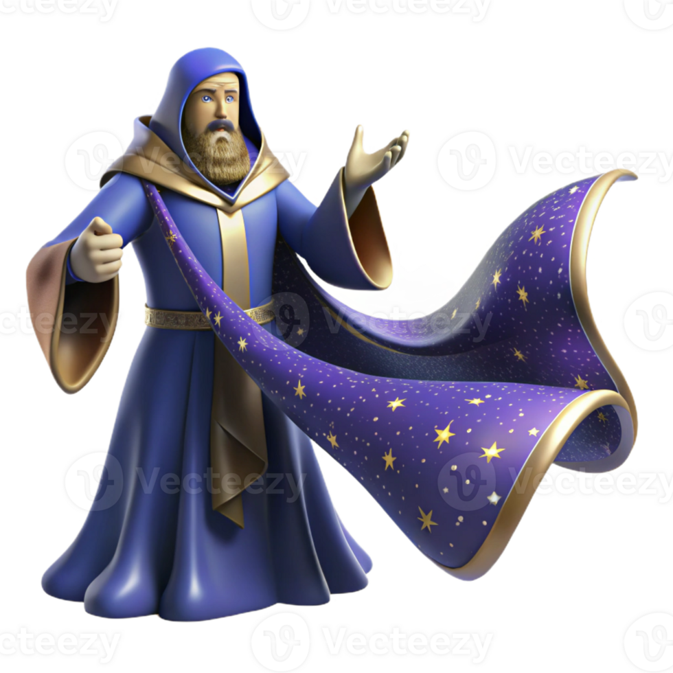 wonderful classic 3D Render Wizard in Robe genuine png