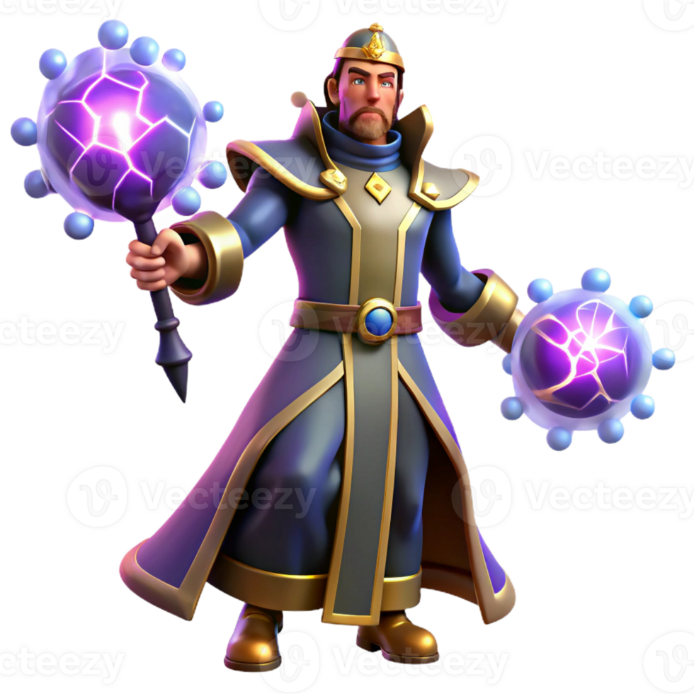 extraordinary classic Royal Wizard 3D Render detailed png