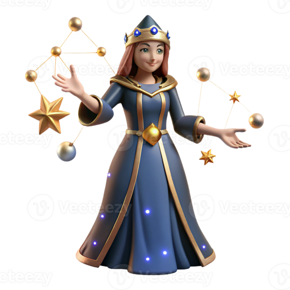 magnificent rustic 3D Render Celestial Mage Illustration 4K png