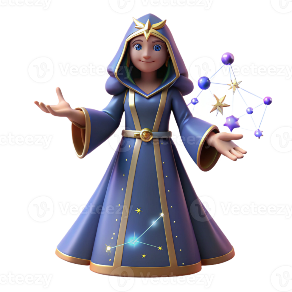 dramatic abstract 3D Render of a Young Sorceress high resolution png