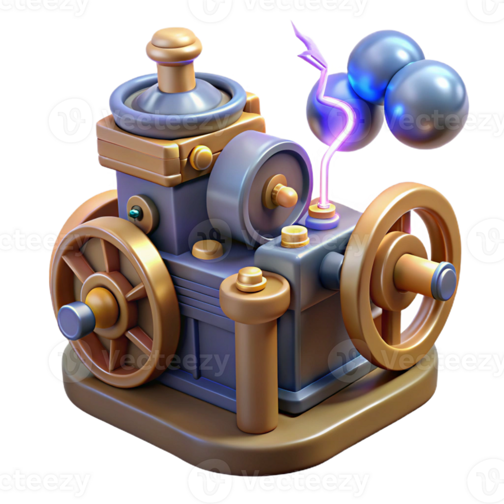 wonderful rustic Whimsical 3D Render of a Steampunk Engine authentic png