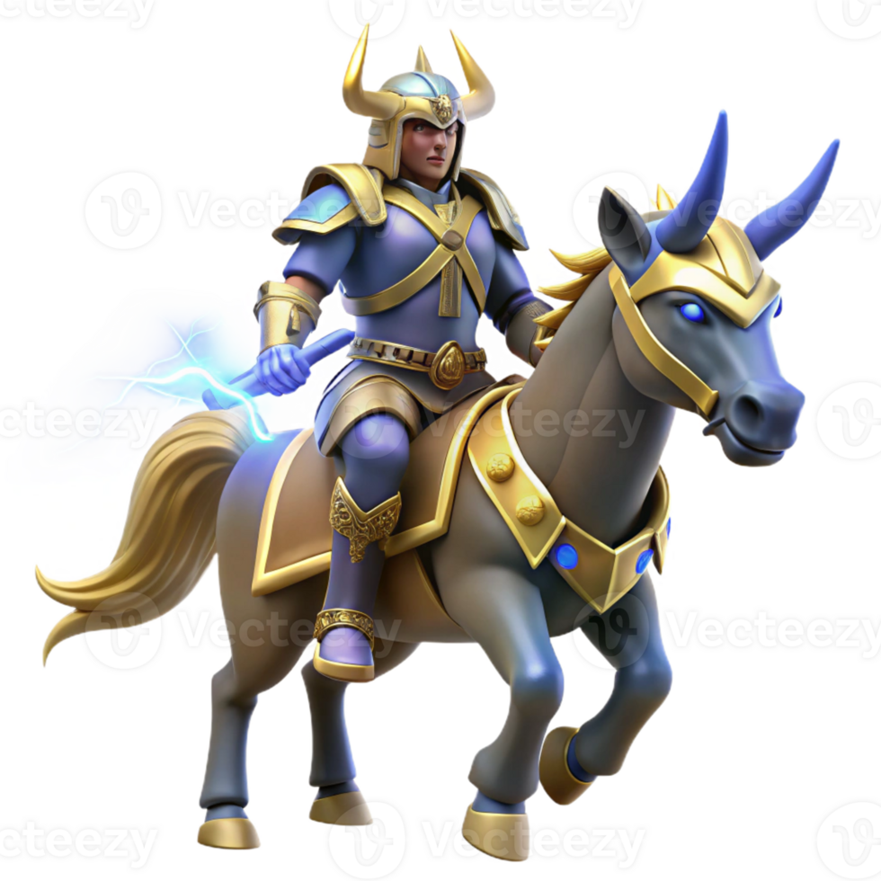 magnificent artistic Fantasy 3D Render Knight on Horseback high resolution png