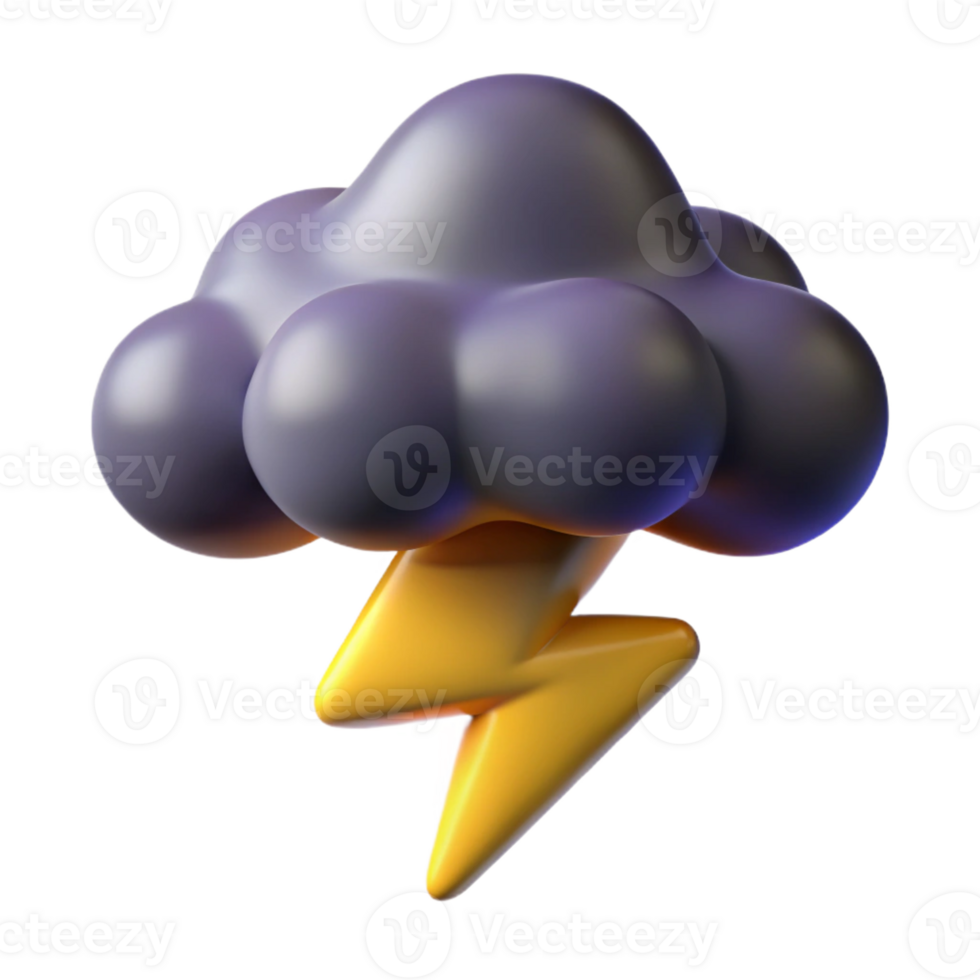 serene abstract 3D Render Storm Cloud Lightning Icon 4K png