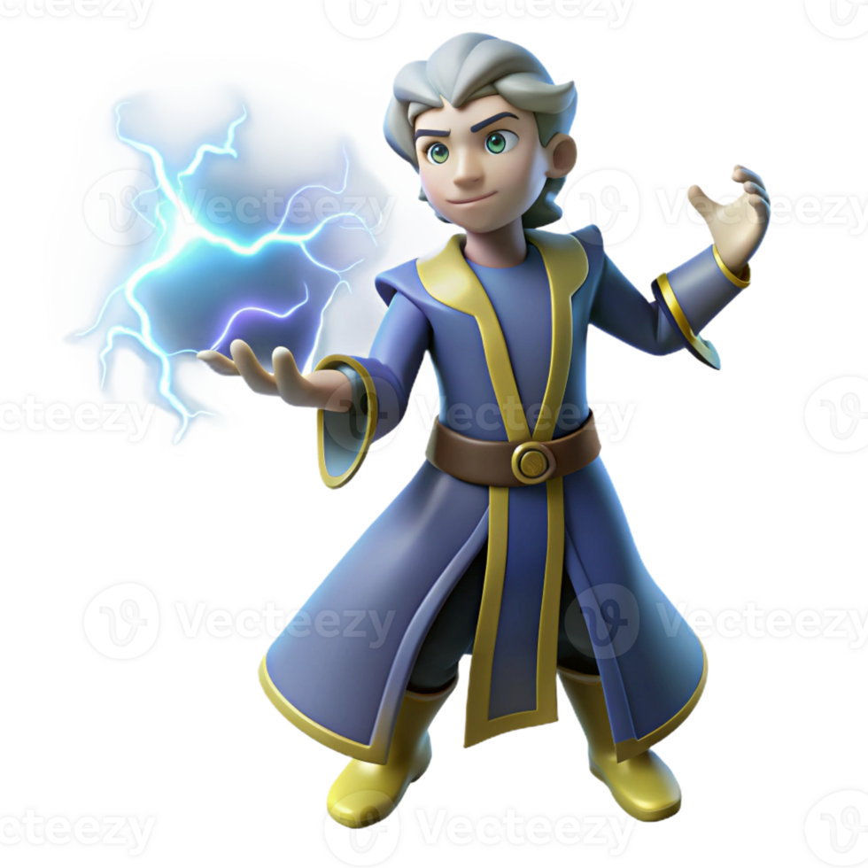 dramatic rustic Young Wizard 3D Render high quality png