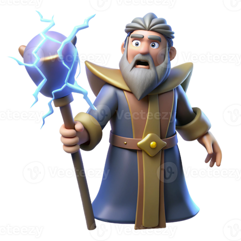 wonderful rustic 3D Render Wizard Character Illustration detailed png