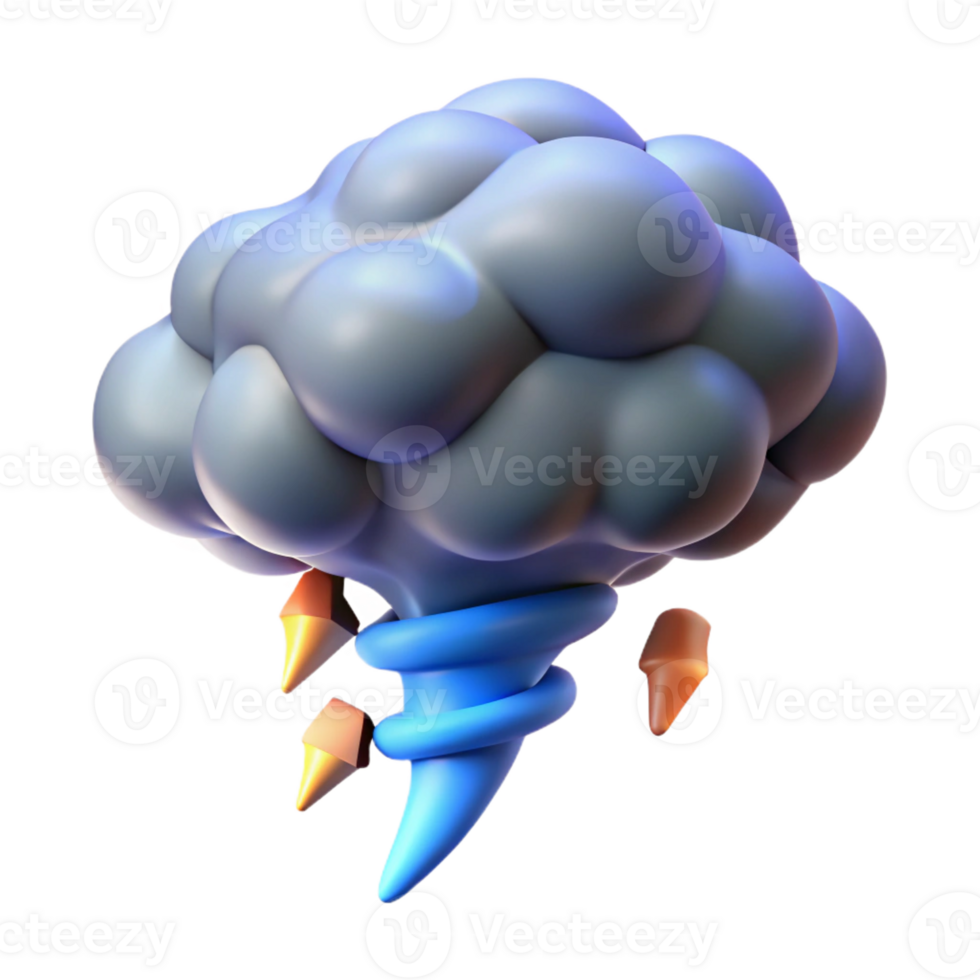 beautiful contemporary Cartoon 3D Storm Cloud Illustration authentic png