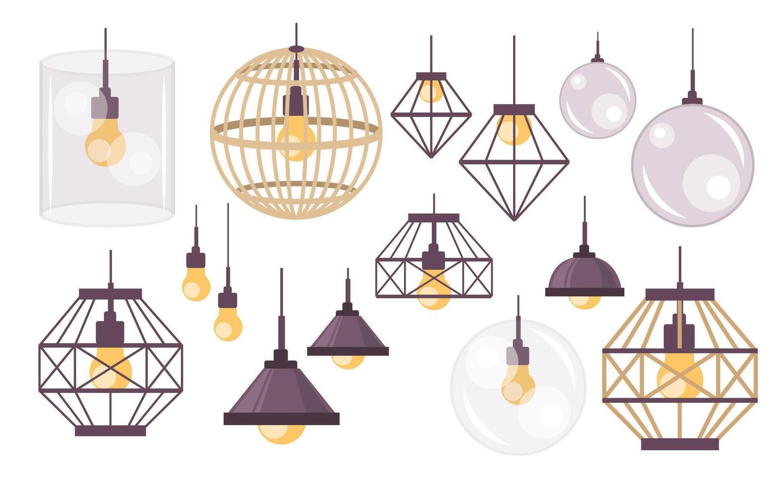 room lamp set collection light cozy modern home vector