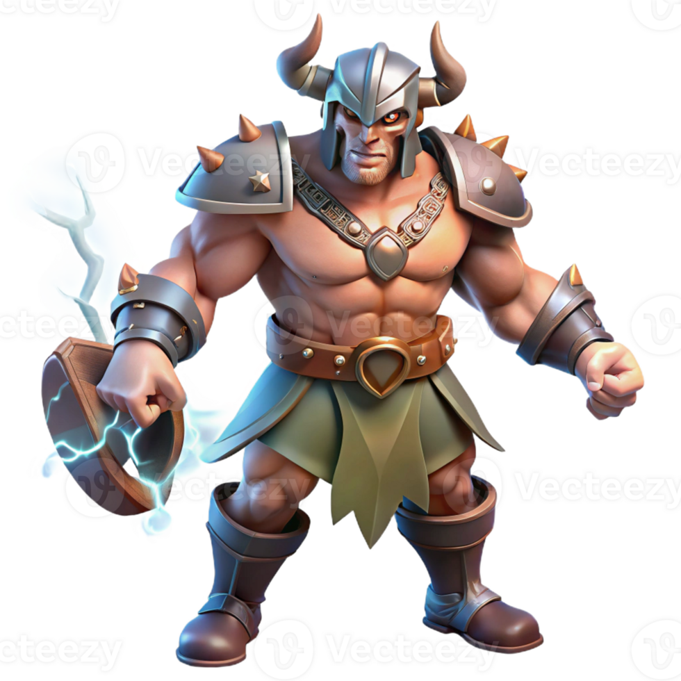 extraordinary modern Powerful 3D Barbarian Warrior Illustration original png