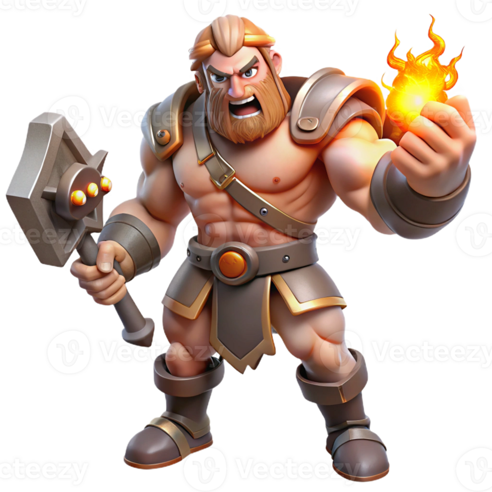 serene abstract Powerful 3D Barbarian Warrior Illustration 4K png