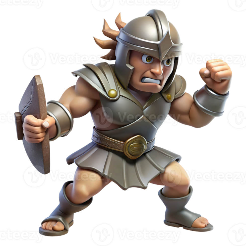 beautiful rustic 3D Illustration Mighty Warrior premium png