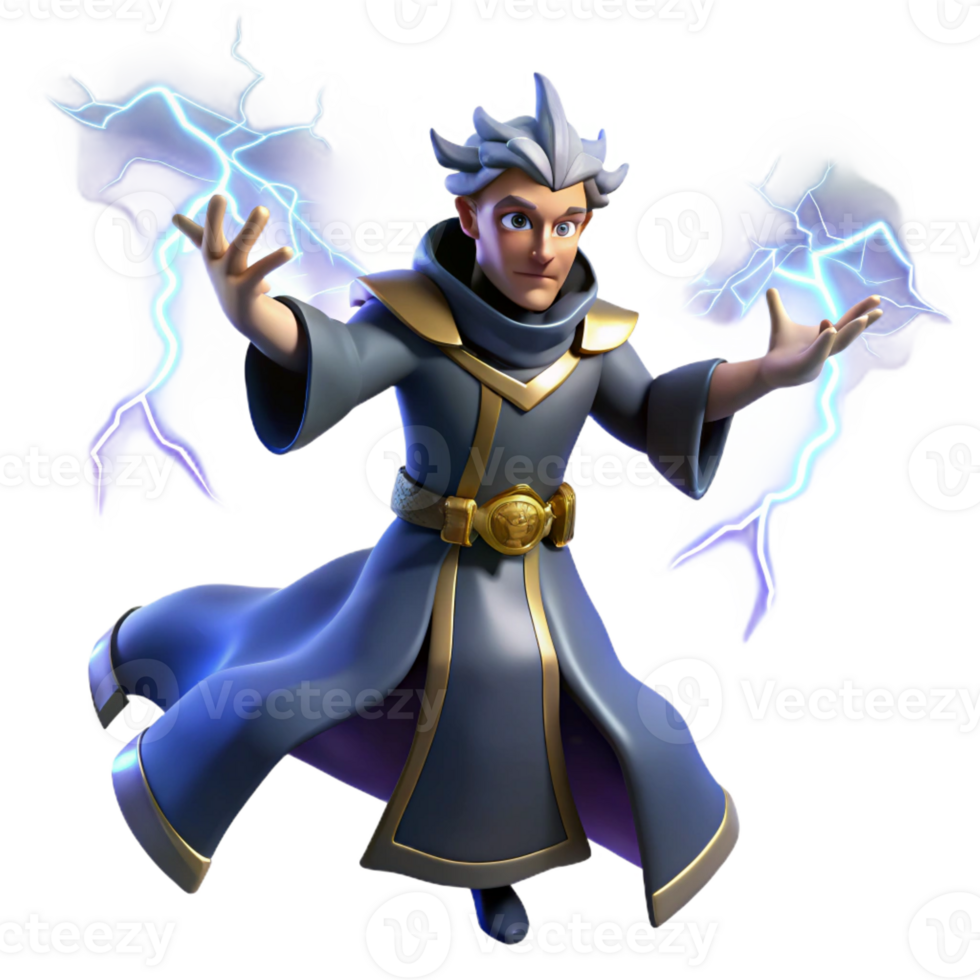 elegant rustic 3D Render of a Young Wizard high resolution png