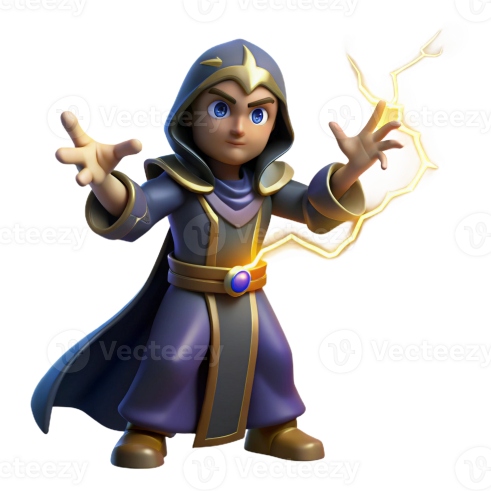 extraordinary vintage Young Wizard 3D Render premium png