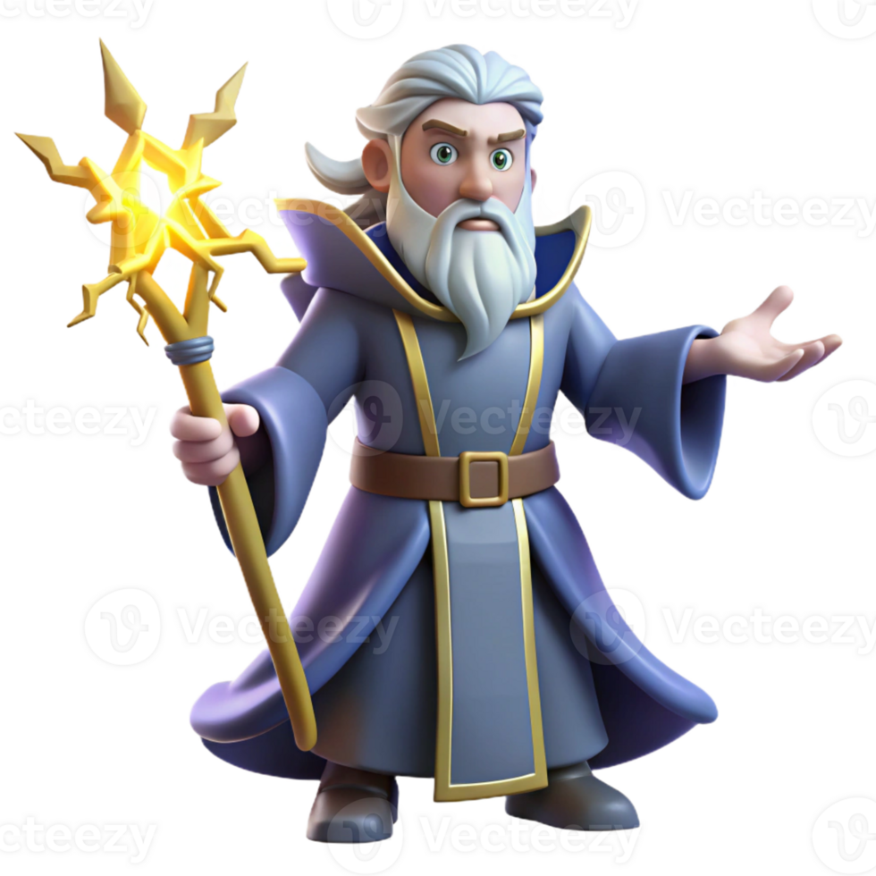 wonderful rustic Wise Wizard 3D Render genuine png