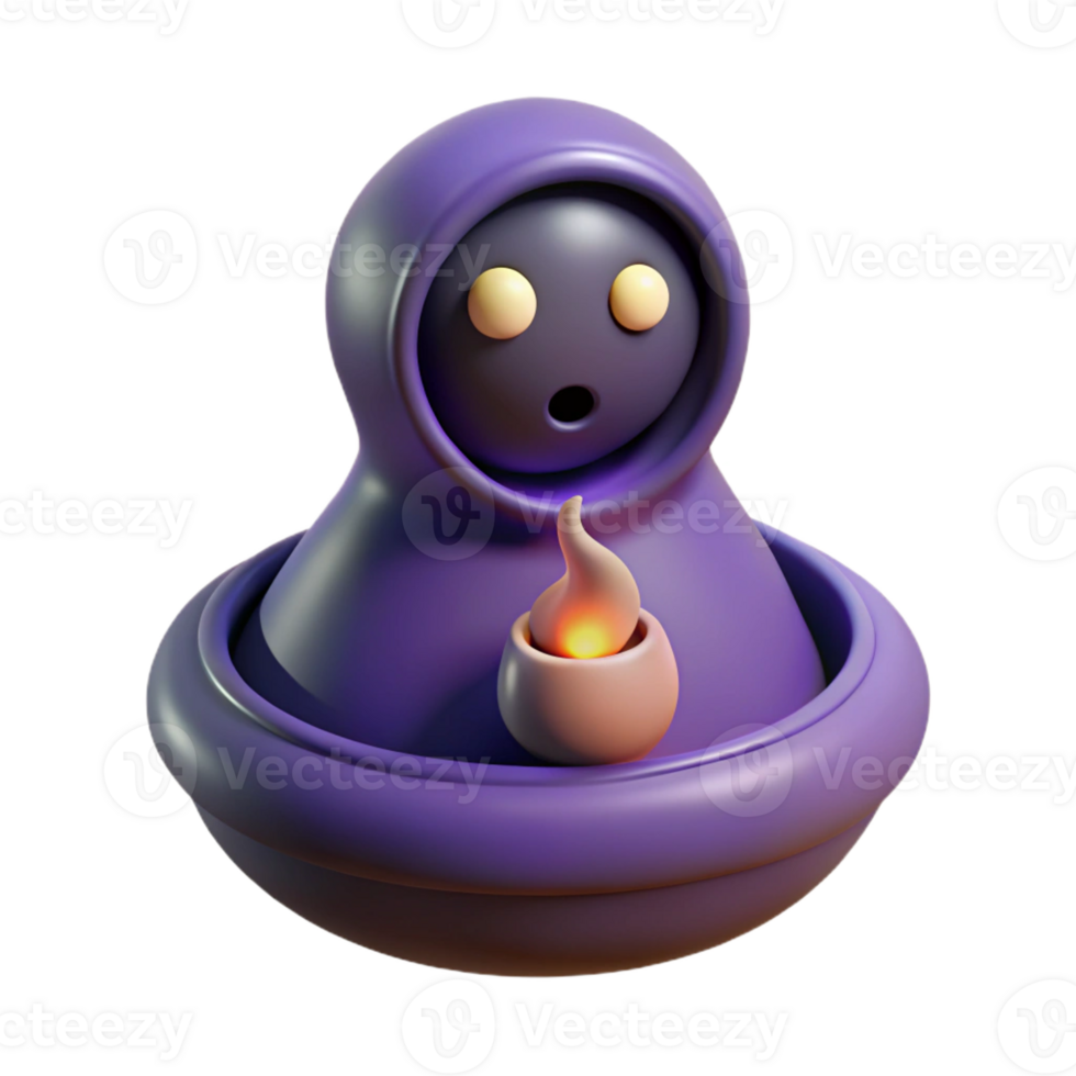 elegant artistic 3D Render Mysterious Figure with Candle detailed png